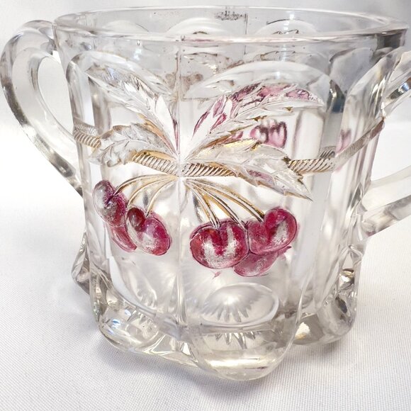 EAPG Antique Northwood Glass Spooner Open Sugar Bowl Cherry & Cable Early 1900s - Picture 8 of 11